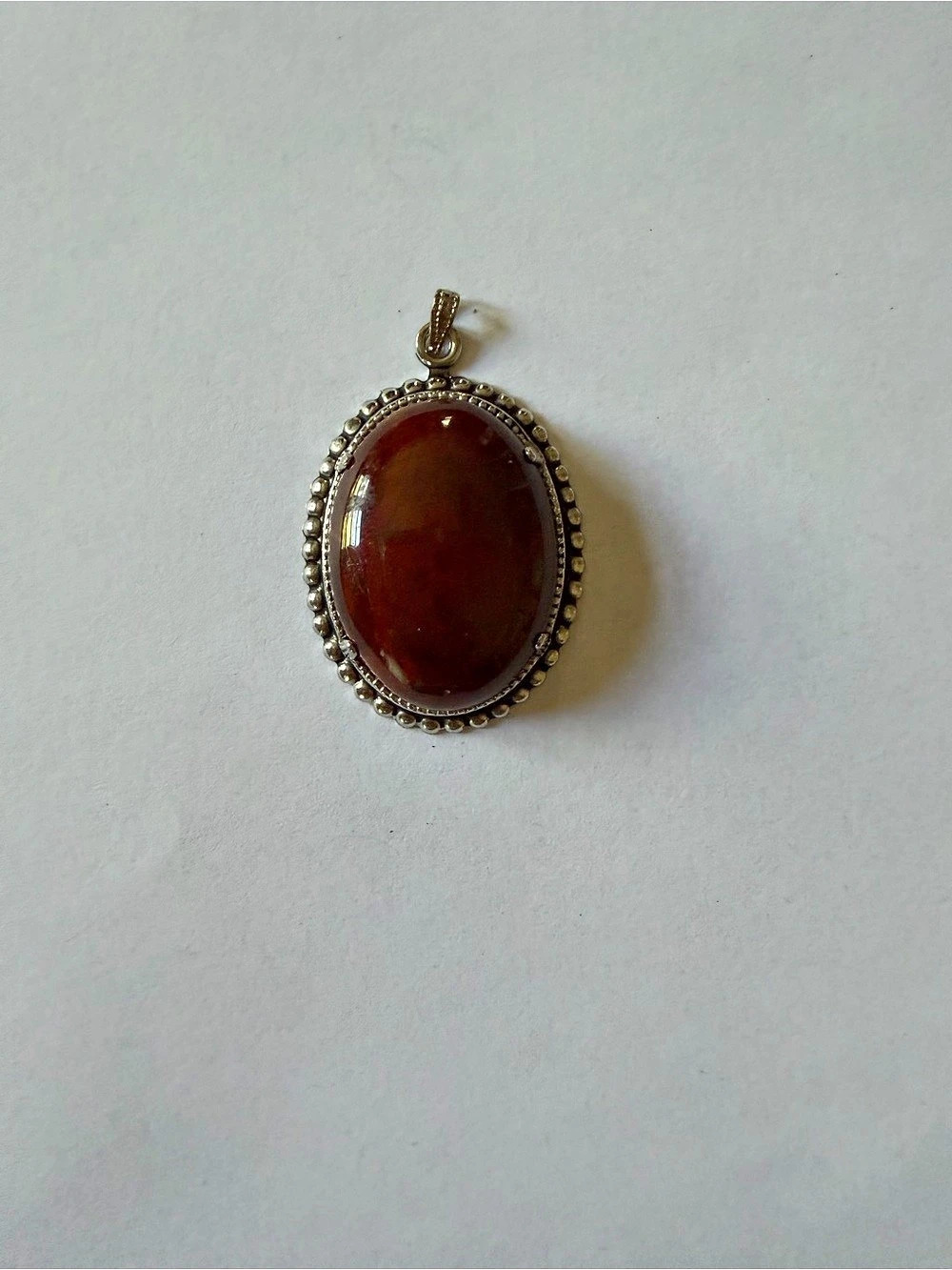 Oval Brown Stone Brooch Like New